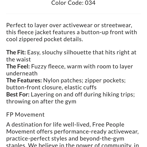 FP Movement by Free People hit the slops printed fleece jacket m - Picture 5 of 7